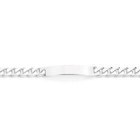 Silver-21cm-Diamond-Cut-Curb-Gents-Id-Bracelet on sale