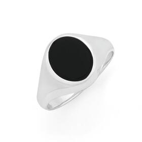 Sterling-Silver-Black-Agate-Oval-Signet-Gents-Ring on sale