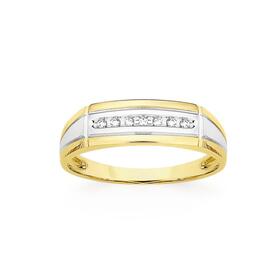 9ct-Gold-Diamond-Channel-Set-Flat-Top-Gents-Ring on sale