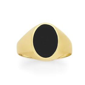 9ct-Gold-Black-Agate-Gents-Signet-Ring on sale