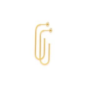 9ct+Gold+Paperclip+Oval+Tube+Stud+Earrings