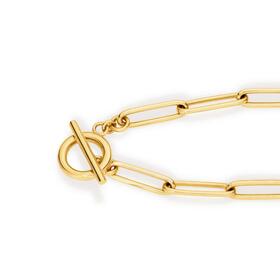 9ct-Gold-19cm-Solid-Paperclip-Fob-Bracelet on sale