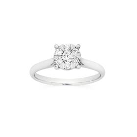 9ct-White-Gold-Diamond-Cluster-Ring on sale