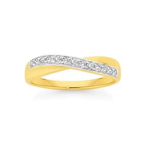 9ct+Gold+Diamond+Crossover+Band