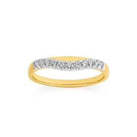 18ct+Gold+Diamond+Curved+Band