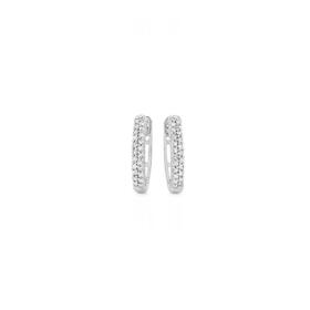 9ct-White-Gold-Diamond-Two-Row-Huggie-Earrings on sale