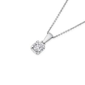 9ct+White+Gold+Diamond+Solitaire+Pendant