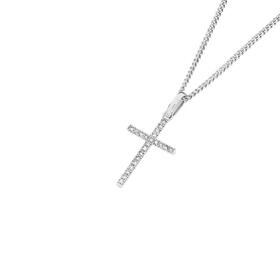 Exquisites-9ct-White-Gold-Diamond-Cross-Pendant on sale