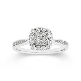 9ct-White-Gold-Diamond-Cushion-Cluster-Ring on sale