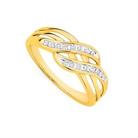 9ct+Gold+Diamond+Double+Crossover+Ring