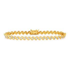 9ct+Gold+Diamond+Wave+Bracelet