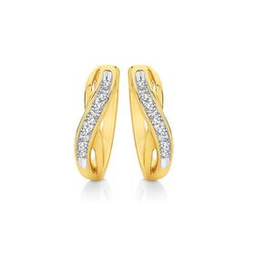 9ct+Gold+Diamond+Crossover+Huggie+Earrings