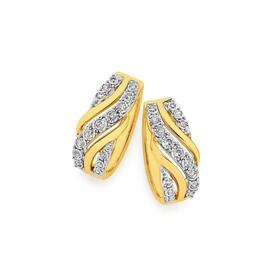 9ct+Gold+Diamond+Crossover+Hoop+Earrings