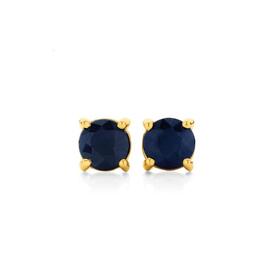 9ct+Gold+Natural+Sapphire+Stud+Earrings