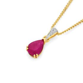 9ct-Gold-Natural-Ruby-Diamond-Pendant on sale