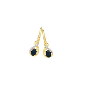 9ct-Gold-Natural-Sapphire-Diamond-Hook-Earrings on sale