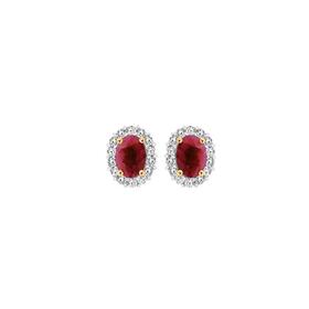 9ct+Gold+Natural+Ruby+%26amp%3B+Diamond+Earrings