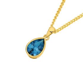 9ct+Gold+London+Blue+Topaz+Pendant