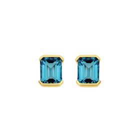 9ct+Gold+London+Blue+Topaz+Stud+Earrings