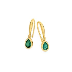 9ct+Gold+Natural+Emerald+Earrings