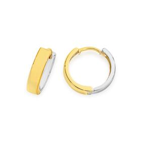 9ct+Gold+Two+Tone+10mm+Huggie+Earrings