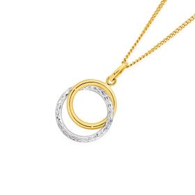 9ct+Gold+Two+Tone+Double+Circle+Pendant