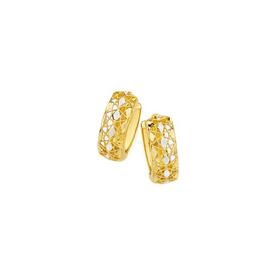 9ct+Gold+Two+Tone+Lattice+Huggie+Earrings