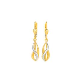 9ct+Gold+Two+Tone+Pointed+Twist+Leverback+Earrings