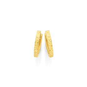 9ct+Gold+Diamond-Cut+Huggie+Earrings