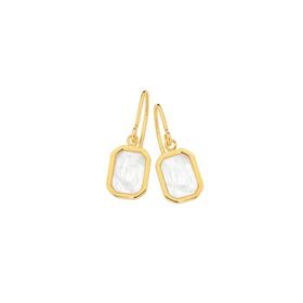 9ct-Gold-Mother-of-Pearl-Rectangle-Hook-Drop-Earrings on sale