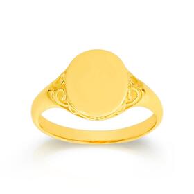 9ct+Gold+Filigree+Oval+Signet+Ring