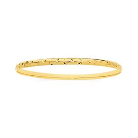 9ct-Gold-65mm-Solid-Diamond-Cut-Star-Patterned-Bangle on sale