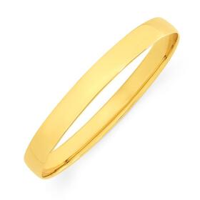 9ct+Gold+65mm+Solid+Oval+Comfort+Bangle