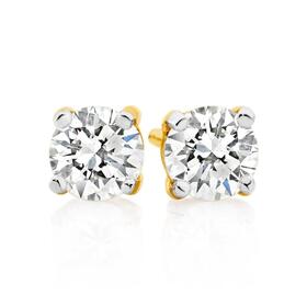 9ct+Gold+Cubic+Zirconia+Stud+Earrings