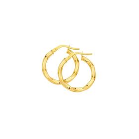 9ct+Gold+15mm+Square+Twist+Hoop+Earrings