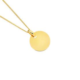 9ct+Gold+20mm+Round+Disc+Pendant