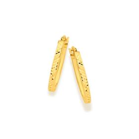 9ct-Gold-10x17mm-Diamond-Cut-Square-Tube-Oval-Hoop-Earrings on sale