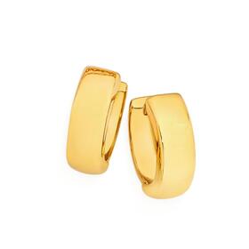 9ct+Gold+10mm+Huggie+Earrings