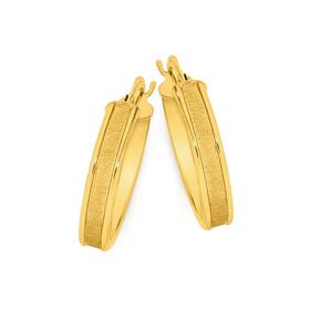 9ct-Gold-4x15mm-Satin-Hoop-Earrings on sale