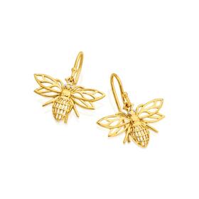 9ct+Gold+Filigree+Bee+Hook+Drop+Earrings