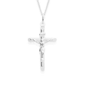 Silver+Bevelled+End+Crucifix+Pendant