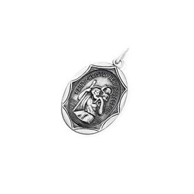 Sterling-Silver-Oxidised-St-Christopher-Gents-Medal on sale