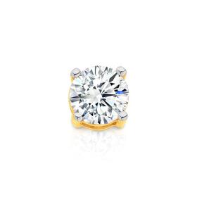 9ct-Gold-6mm-Round-Cubic-Zirconia-Single-Stud-Earring on sale