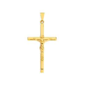 9ct-Gold-40mm-Hollow-Crucifix-Gents-Pendant on sale