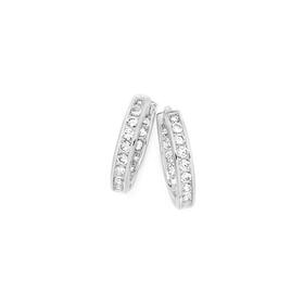 Sterling-Silver-Cubic-Zirconia-3x18mm-Inside-Out-Huggie-Earrings on sale