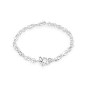 Sterling-Silver-19cm-Rope-Bolt-Singapore-Bracelet-Made-In-Italy on sale