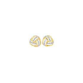 9ct+Gold+Diamond+Triple+Knot+Stud+Earrings