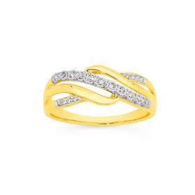 9ct+Gold+Diamond+Crossover+Ring