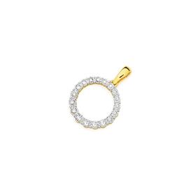 9ct+Gold+Diamond+Circle+Pendant