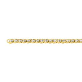 9ct+Gold+Diamond+Marquise+Link+Bracelet